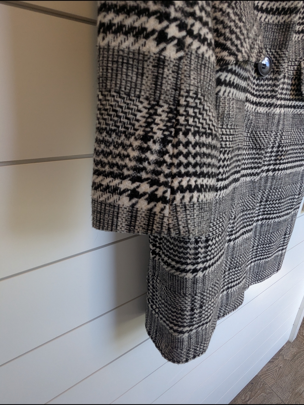 Sam Edelman Wool Blend Peacoat Houndstooth Size Small Black White Grey - Picture 6 of 14